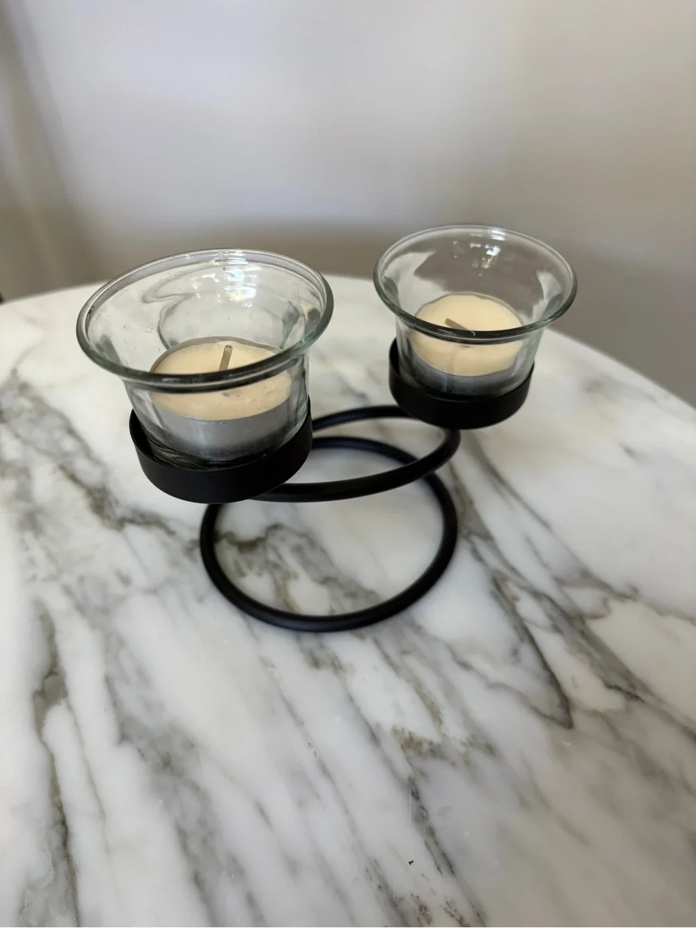 Black 3-Tea Light Spiral Candle Holder